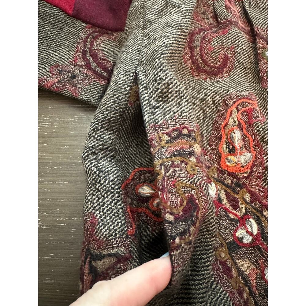 Soft Surroundings Izmir Wool Embroidered Jacket Cardigan Boho Patchwork P Med - Picture 7 of 12